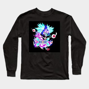 the mexican dragon quetzalcoatl kukulcan ecopop pattern art in dark realm Long Sleeve T-Shirt